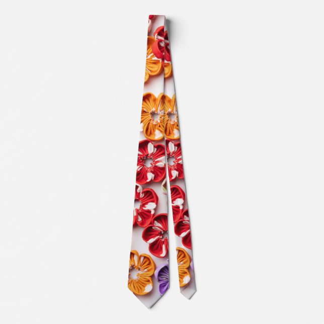 Blume mit Handnähte, Multicolor Krawatte (Vorderseite)