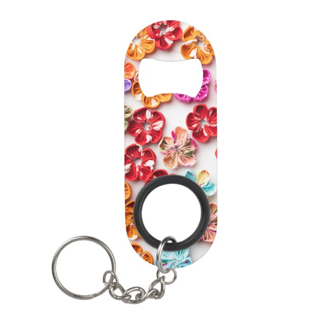 Blume mit Handnähte, Multicolor Mini Flaschenöffner (Vorderseite)