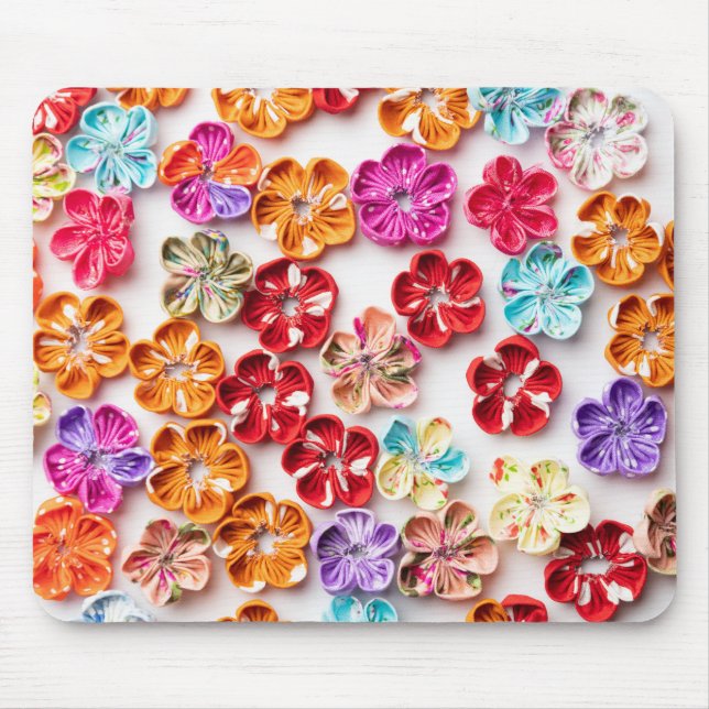 Blume mit Handnähte, Multicolor Mousepad (Vorne)