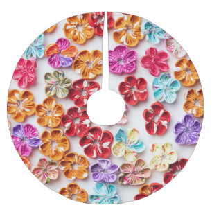 Blume mit Handnähte, Multicolor Polyester Weihnachtsbaumdecke