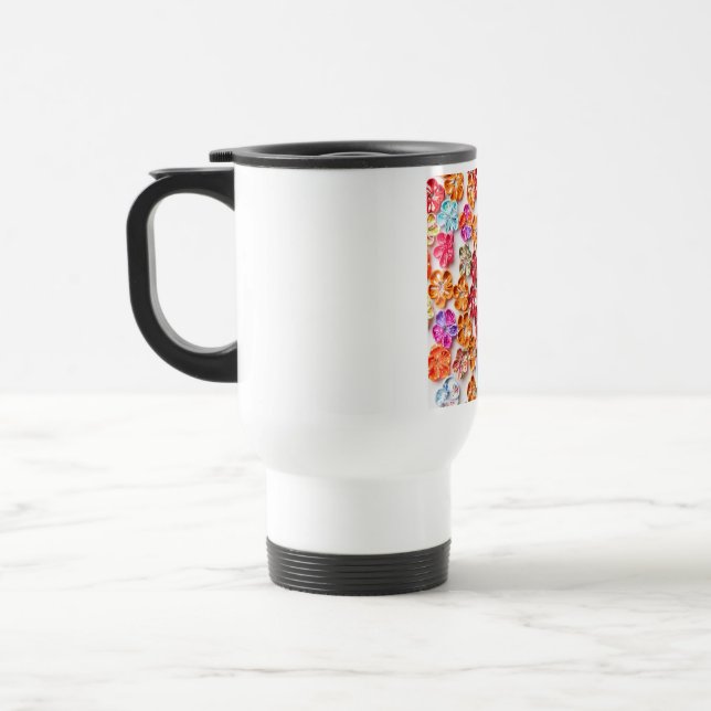 Blume mit Handnähte, Multicolor Reisebecher (Links)