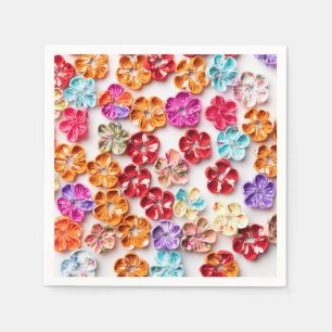 Blume mit Handnähte, Multicolor Serviette