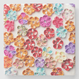 Blume mit Handnähte, Multicolor Steinuntersetzer