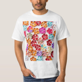 Blume mit Handnähte, Multicolor T-Shirt