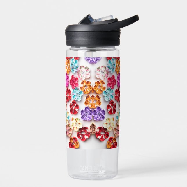 Blume mit Handnähte, Multicolor Trinkflasche (Links)
