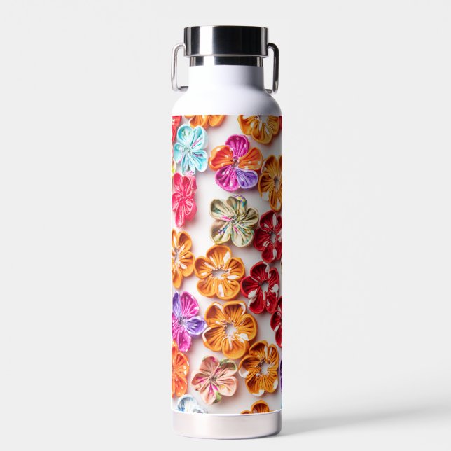 Blume mit Handnähte, Multicolor Trinkflasche (Vorne)