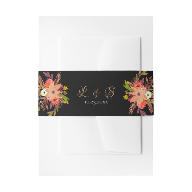 Blume mit hellen Aquarellfarben Einladung Bauchban Einladungsbanderole (Vorderseite Beispiel)