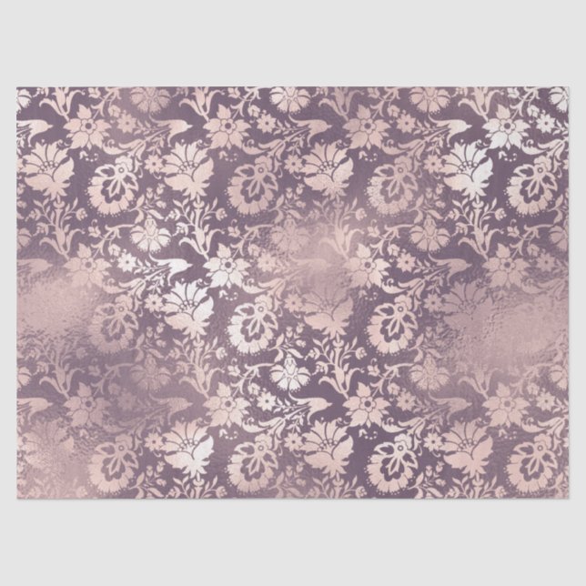 Blume mit hellrosa Stift auf dem Lavendel-Decoupag Seidenpapier (Vorderseite)