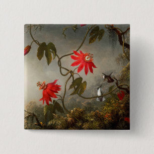 Blume mit Hummingbirds Heade Button