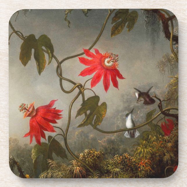 Blume mit Hummingbirds Heade Getränkeuntersetzer (Vorderseite)
