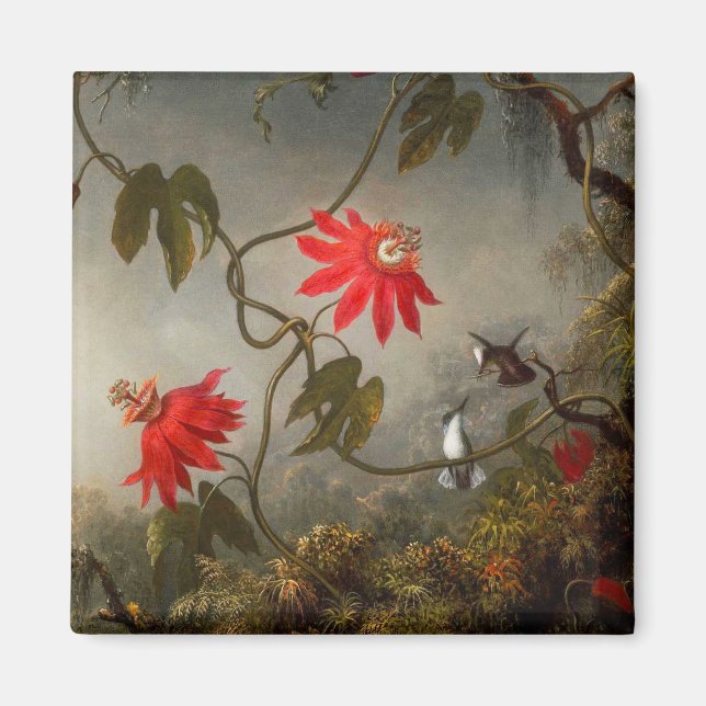 Blume mit Hummingbirds Heade Magnet (Vorne)