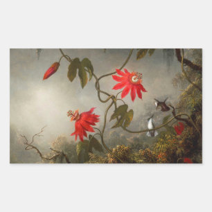 Blume mit Hummingbirds Heade Rechteckiger Aufkleber
