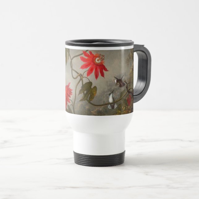 Blume mit Hummingbirds Heade Reisebecher (VorderseiteRechts)