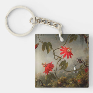 Blume mit Hummingbirds Heade Schlüsselanhänger