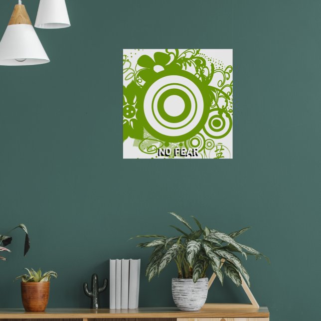 Blume mit Kanji für Mut Poster (Wohnzimmer 1)