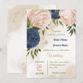 Blume mit Meerblick Grüne Blätter Hochzeit Einladung