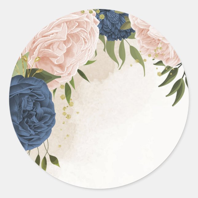 Blume mit Meerblick Grüne Blätter Hochzeit Runder Aufkleber (Vorderseite)