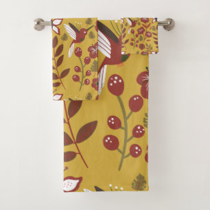 Blume mit nahtlosem Blumenmuster, Schmetterling, r Badhandtuch Set