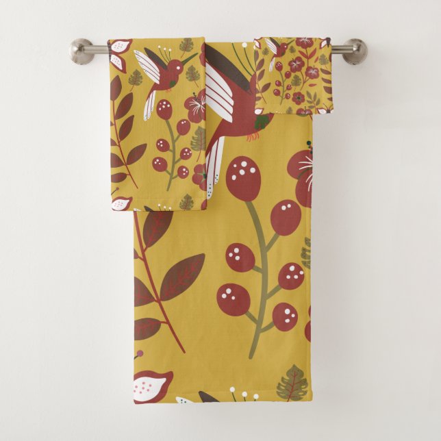 Blume mit nahtlosem Blumenmuster, Schmetterling, r Badhandtuch Set (Insitu)