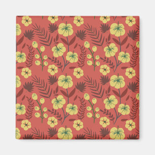 Blume mit nahtlosen Blumenmuster gelb und rot Magnet