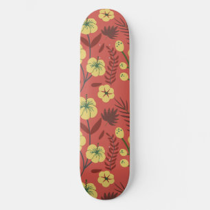 Blume mit nahtlosen Blumenmuster gelb und rot Skateboard