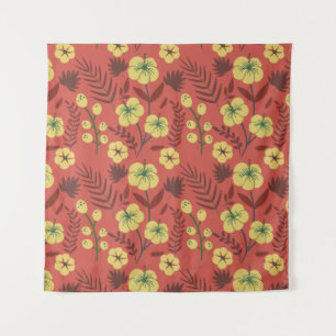 Blume mit nahtlosen Blumenmuster gelb und rot Wandteppich
