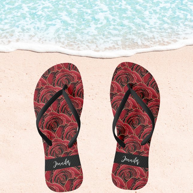 Blume mit Namen von Red Black Rose Flip Flops (Von Creator hochgeladen)