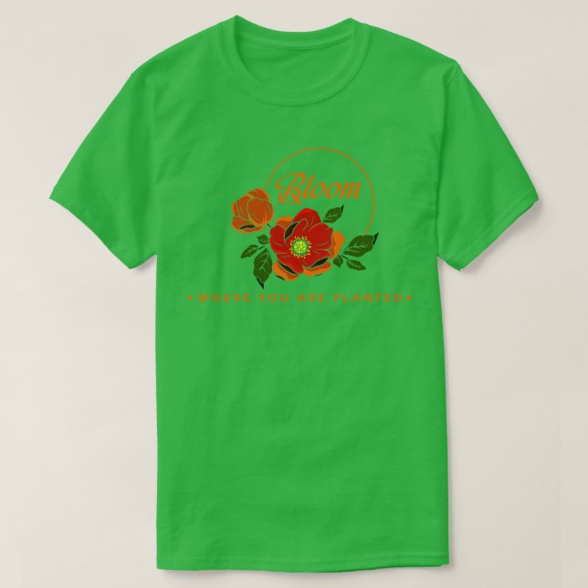 Blume mit orangefarbenen Blätter T-Shirt (Design vorne)