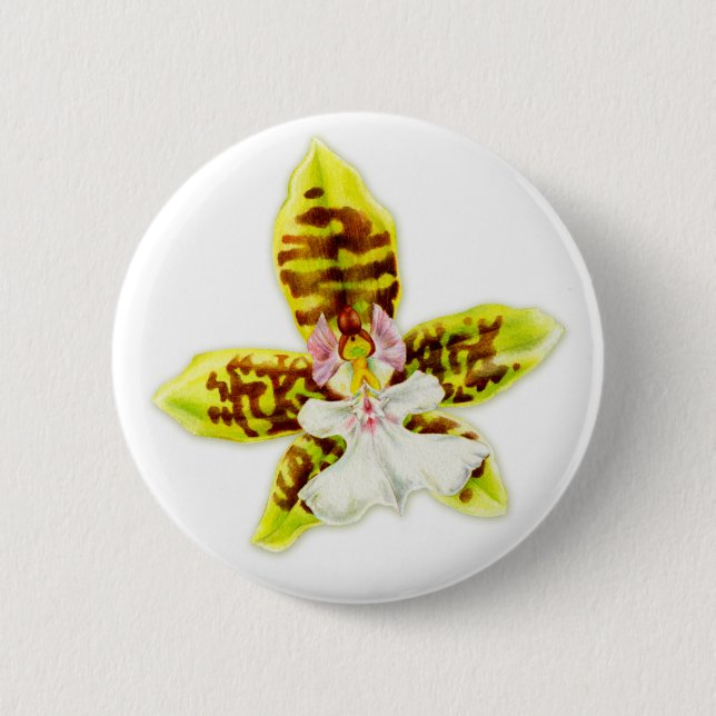 Blume mit Orchideen Button (Vorderseite)