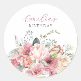 Blume mit pastellfarbenem Wasser Runder Aufkleber