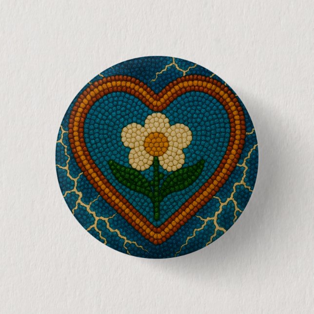 Blume mit Perlen und Donner Button (Vorderseite)