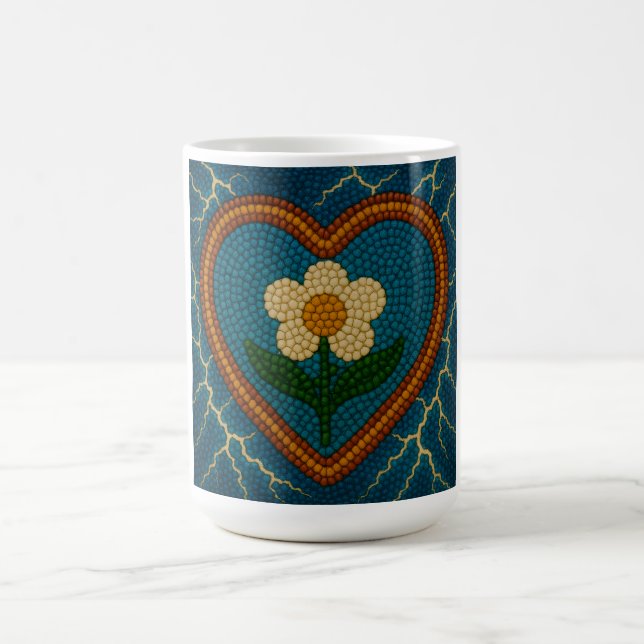 Blume mit Perlen und Donner Kaffeetasse (Mittel)