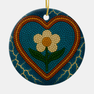Blume mit Perlen und Donner Keramik Ornament