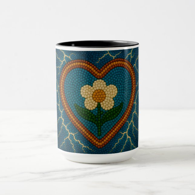 Blume mit Perlen und Donner Tasse (Zentrum)