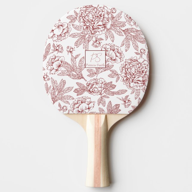 Blume mit personalisiertem Namen Tischtennis Schläger (Vorderseite)