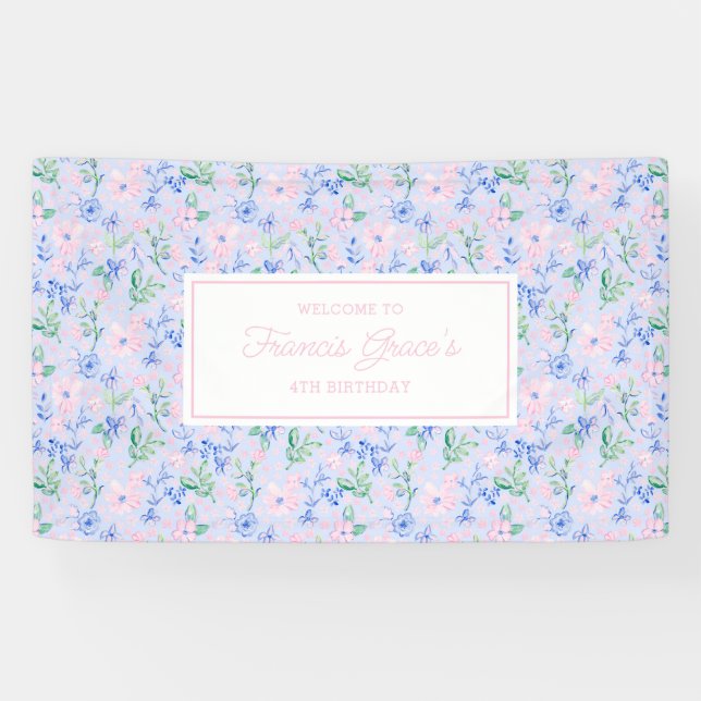 Blume mit Preppy-Wasserfarbe bearbeiten Banner (Horizontal)