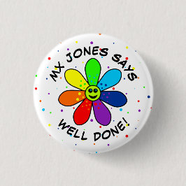 Blume mit Regenbogen Gut Fertig Taste Button