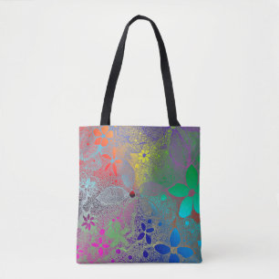 Blume mit Regenbogen Tasche