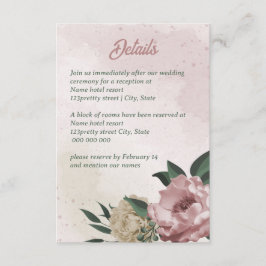 Blume mit rosa Champagner Begleitkarte