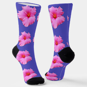 Blume mit rosa Hibiskus Lila, Socken