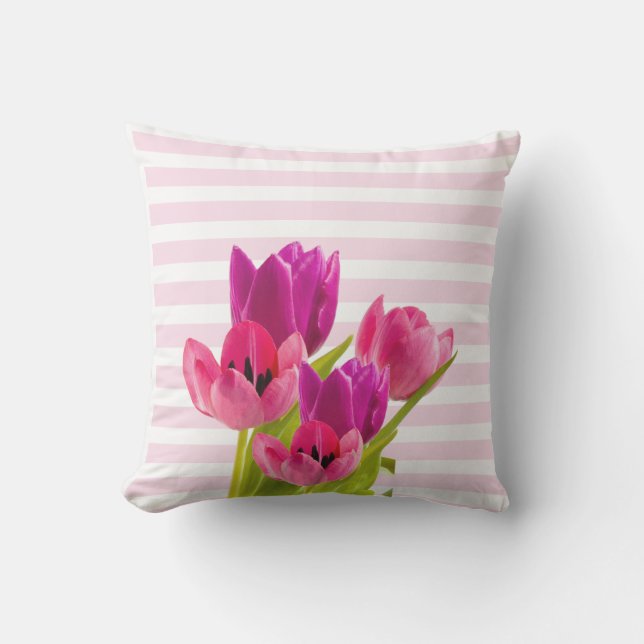 Blume mit rosa Streifen dekorativ Kissen (Vorderseite)