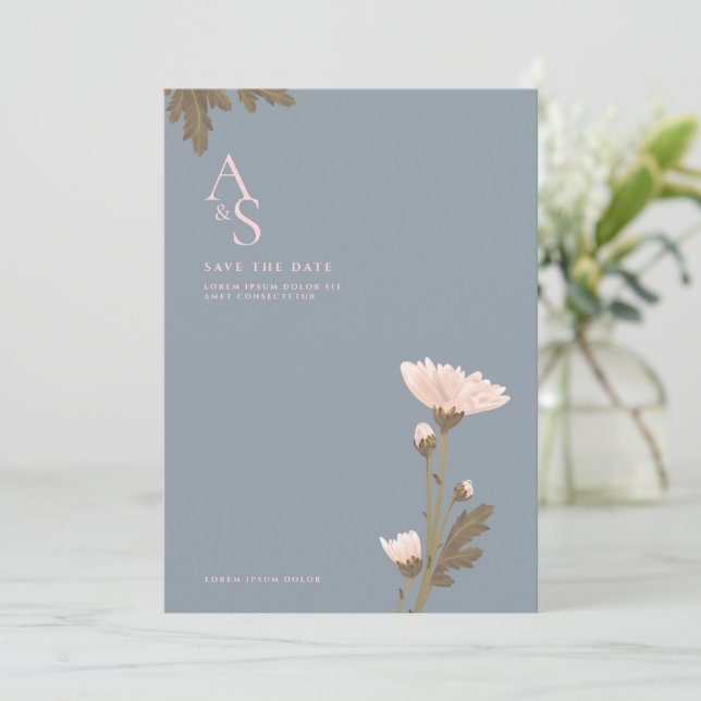 Blume mit Rosa und Blau Thema Hochzeit Einladung (Stehend Vorderseite)