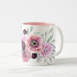 Blume mit rosa Wasserfarbe Zweifarbige Tasse