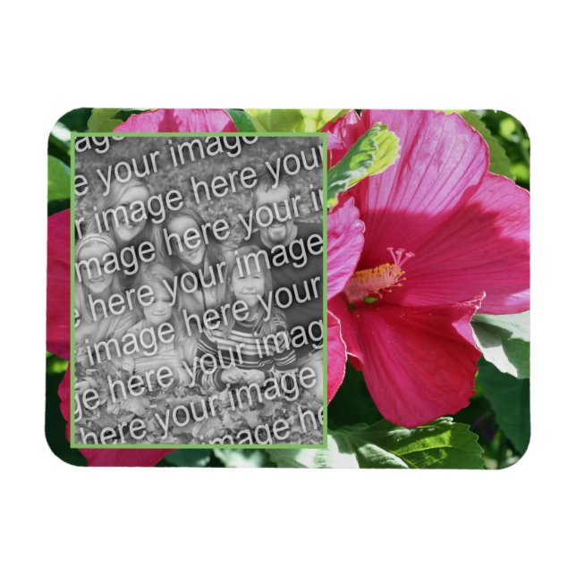 Blume mit rotem Hibisken Foto hinzufügen Magnet (Horizontal)