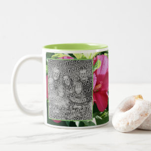 Blume mit rotem Hibisken Foto hinzufügen Zweifarbige Tasse