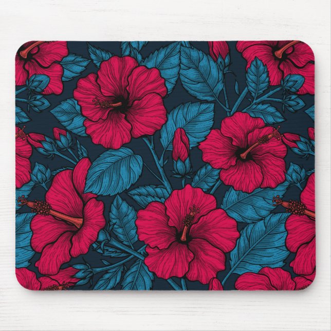 Blume mit rotem Hibiskus Mousepad (Vorne)