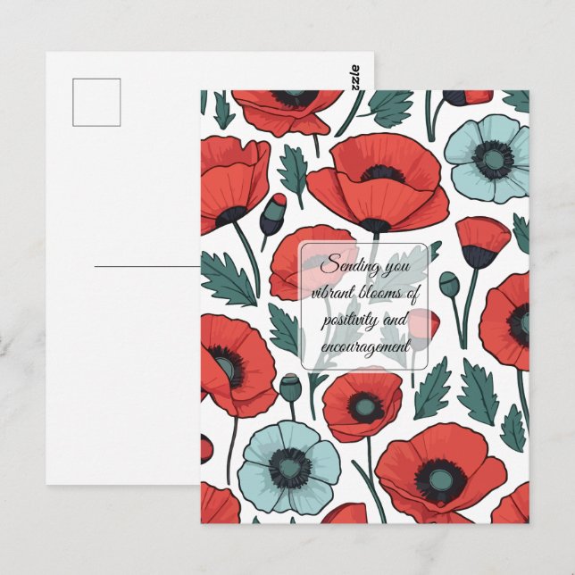 Blume mit rotem Mohnblumen Postkarte (Vorne/Hinten)
