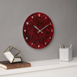 Blume mit roter Decorierung - Wandleuchte Große Wanduhr