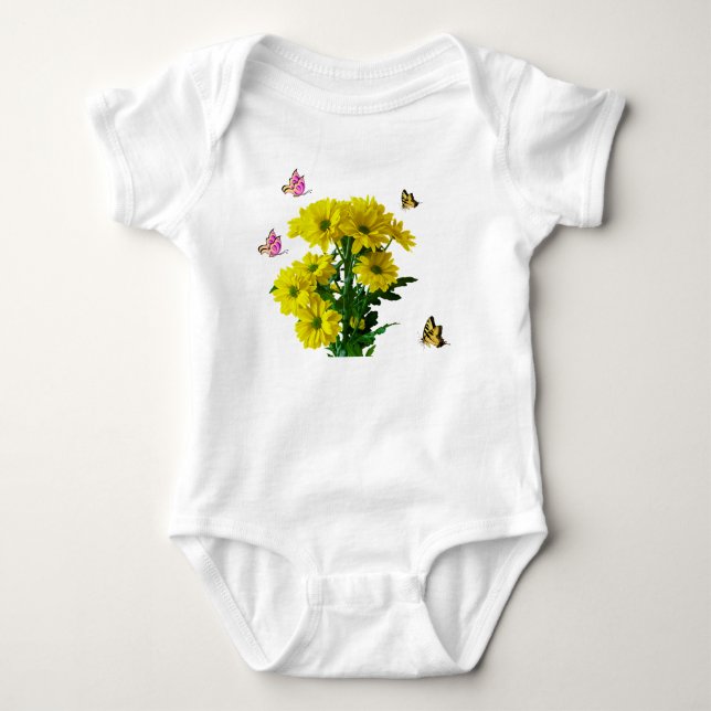 Blume mit Schmetterlingen Baby Strampler (Vorderseite)