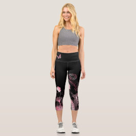 Blume mit Schmetterlingen Capri Leggings